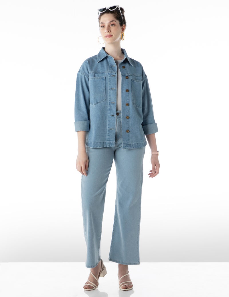 inkd جاكيت نسائي واسع الحجم - مقاس كبير | جيوب الدابل باتش | غسل الإنزيم | جاكيت للنساء - Image 4